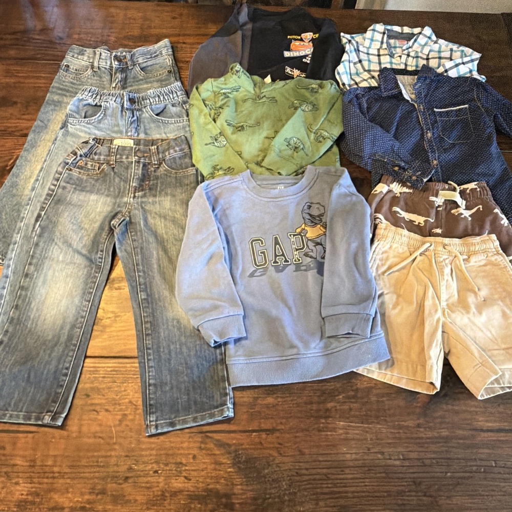 Boys Size 4T Clothing Lot 10pc Gap Crewcuts Carters Disney Cars Jeans Shorts
